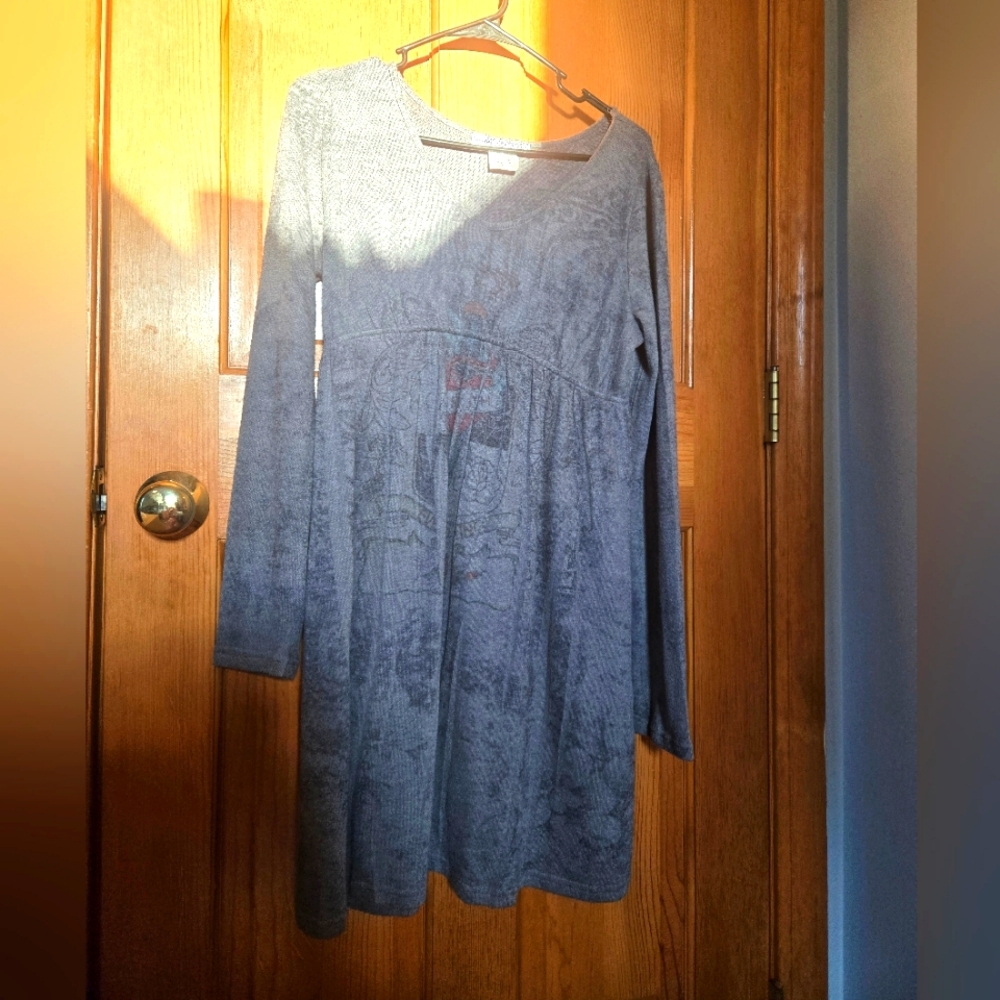 Daniel Benjamin longsleeve grey Love And Truth Dress, Sz L, NWOT
